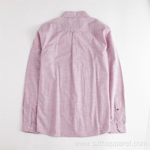 Pink Men's Long Sleeve Dobby Shirt